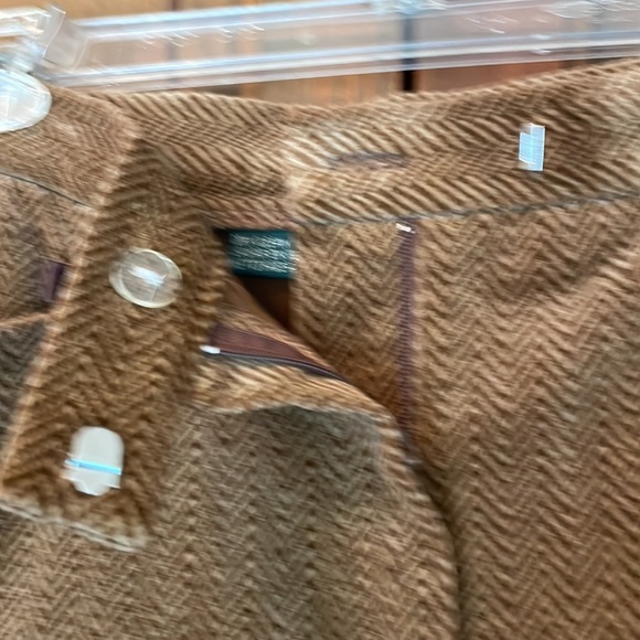 Ralph Lauren Plus Size 14 Brown two  pocket plush pants. Chevronish pattern - Picture 2 of 15